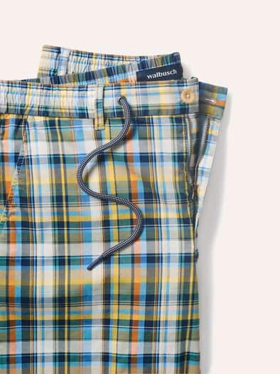 Urlaubs-Bermudas Baumwollstretch Blau kariert