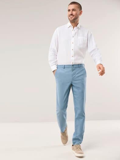 Leinen-Chino Frischekick Hellblau
