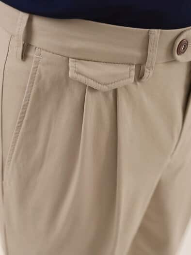 Feintwill Bundfalten-Chino Sand