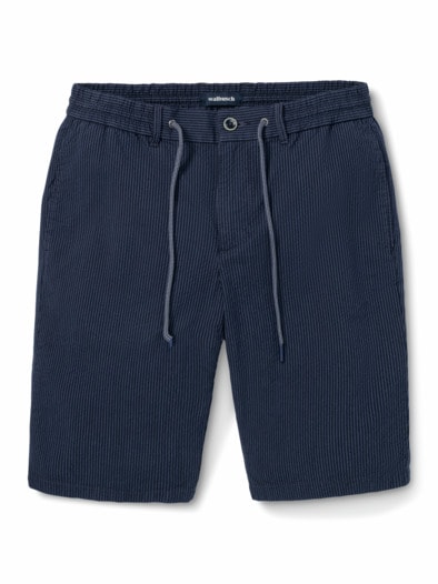 Seersucker Bermudas Marine gestreif