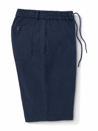 Seersucker Bermudas Marine gestreif