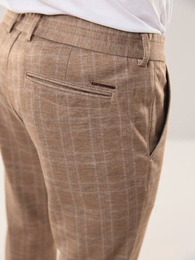 Extraglatt-Travelhose Karamell kariert