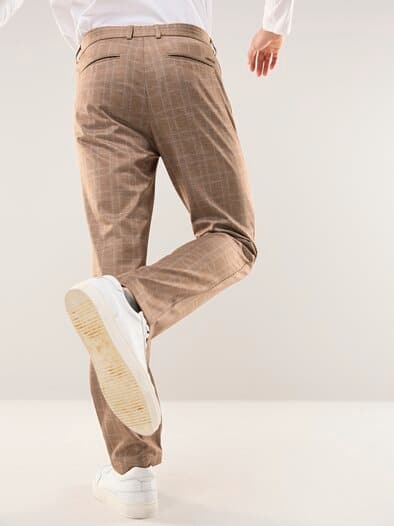Extraglatt-Travelhose Karamell kariert
