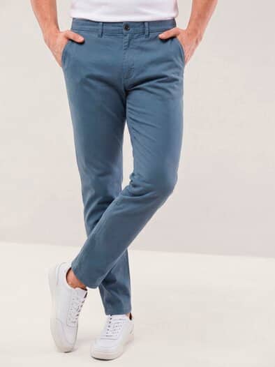 Elastische Chino aus Baumwolle Jeansblau