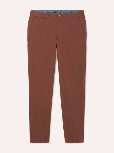 Elastische Chino aus Baumwolle Rotbraun