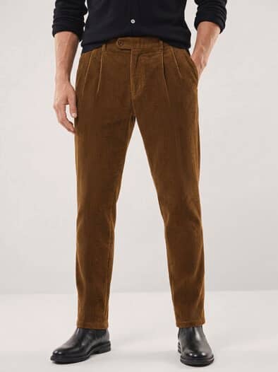 Cordhose mit Bundfalte Caramell