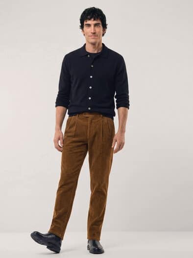 Cordhose mit Bundfalte Caramell