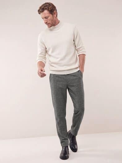 Premium Sport-Flanell Hose Grau Gestreift