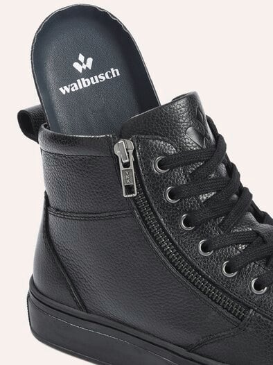 Leder-Schnürer Hightop Schwarz