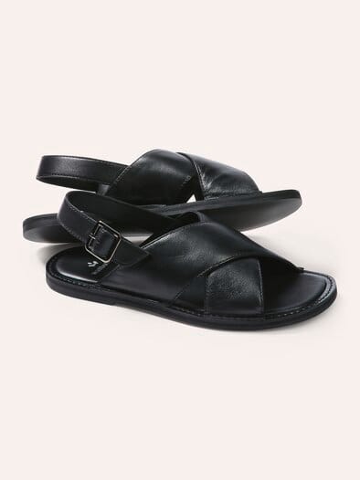 Kreuzriemen-Sandale Schwarz