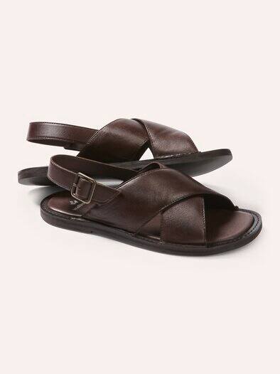 Kreuzriemen-Sandale Braun