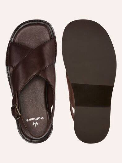 Kreuzriemen-Sandale Braun