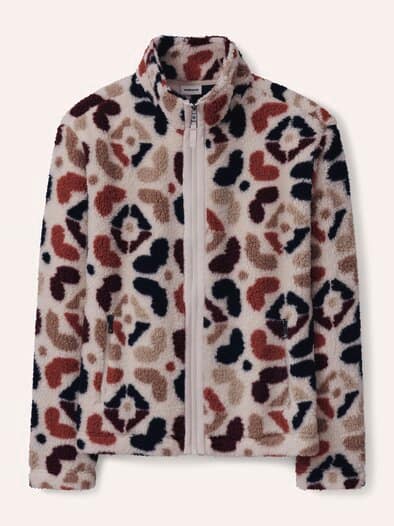 Jacke aus Teddyfleece Druck Ziegelrot/Merlot