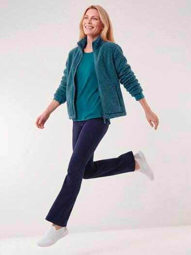 Jacke aus Teddyfleece Dunkelpetrol