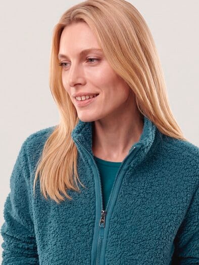 Jacke aus Teddyfleece Dunkelpetrol
