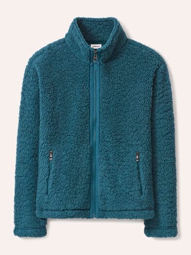 Jacke aus Teddyfleece Dunkelpetrol