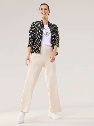 Baumwollstretch Blouson Tupfen Schwarz