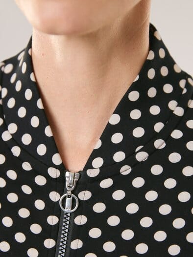 Baumwollstretch Blouson Tupfen Schwarz