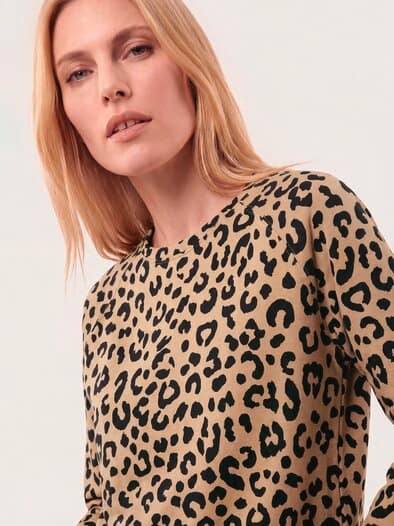 Baumwollstretch Sweatshirt Leo Druck