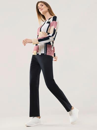 Viskoseshirt Geometric Multicolor Schwarz