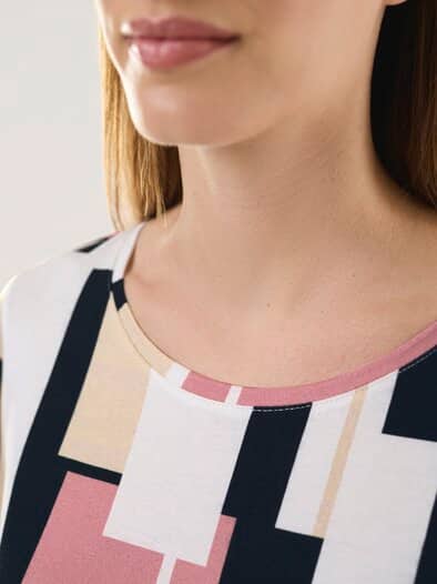 Viskoseshirt Geometric Multicolor Schwarz