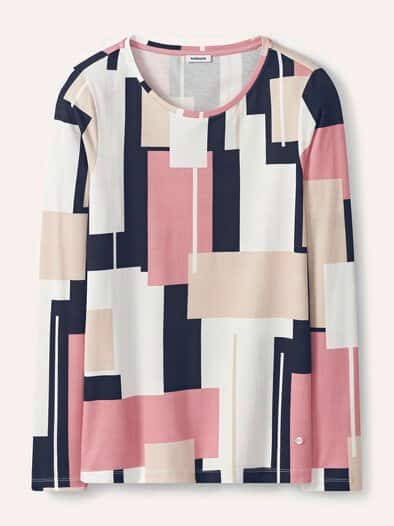 Viskoseshirt Geometric Multicolor Schwarz