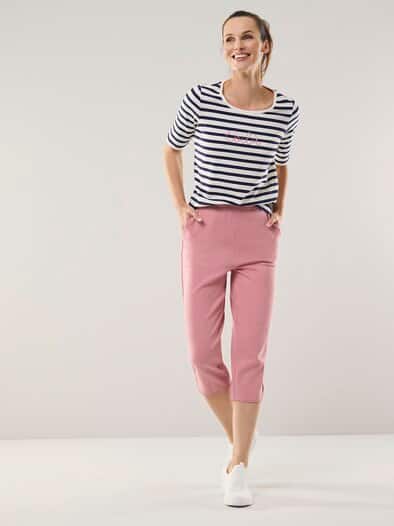 Baumwollstretch Caprihose Rosenholz