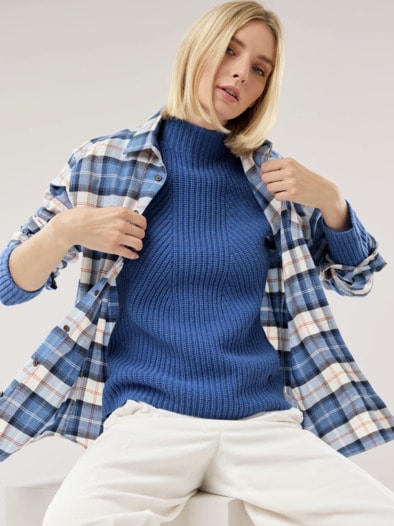 Cashmino Pullover Nahtlos Atlantikblau
