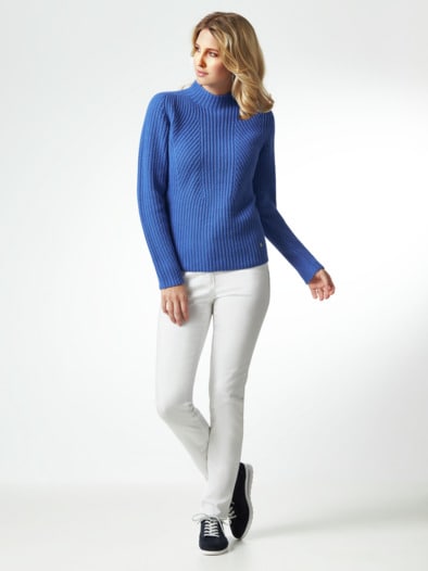 Cashmino Pullover Nahtlos Atlantikblau