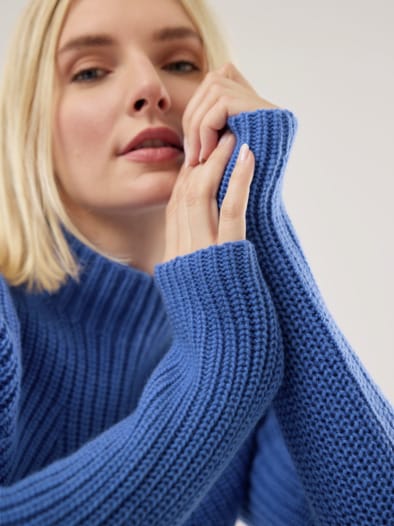 Cashmino Pullover Nahtlos Atlantikblau