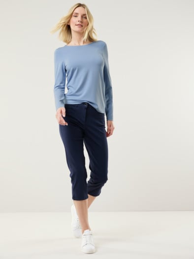 Viskose-Shirt Langarm Cashmere Blue