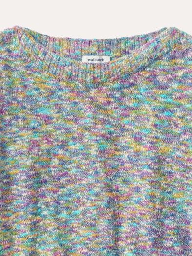 Multicolor Flammengarn Pullover Königsblau Multicolor
