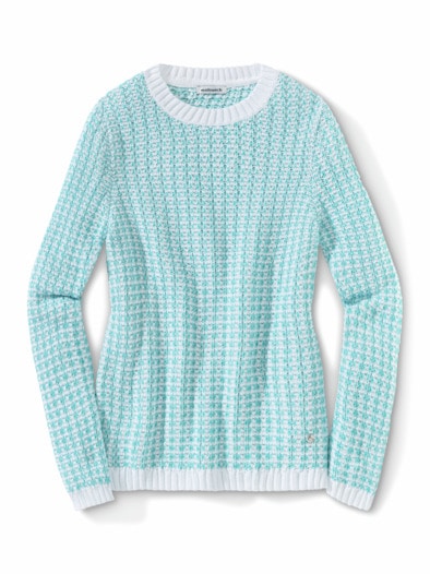 Bändchen Pullover Bicolor Aqua/Weiß