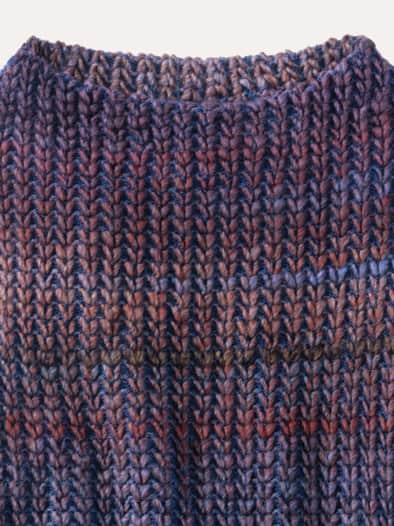 Grobstrick-Pullover Farbverlauf Tiefblau/Cognac