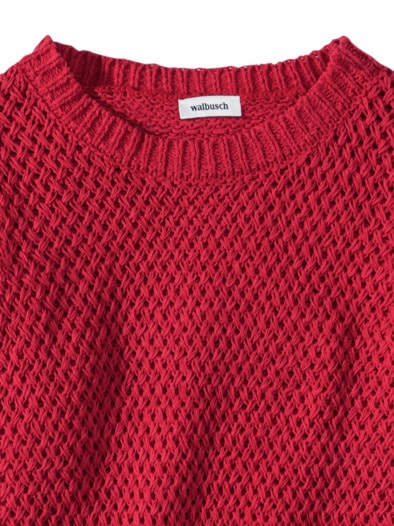 Baumwollbändchen-Pullover Firenze Feuerrot