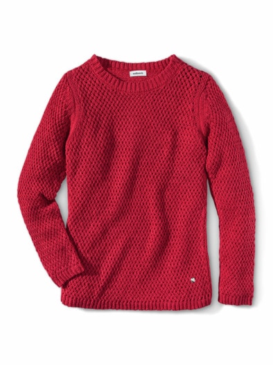 Baumwollbändchen-Pullover Firenze Feuerrot