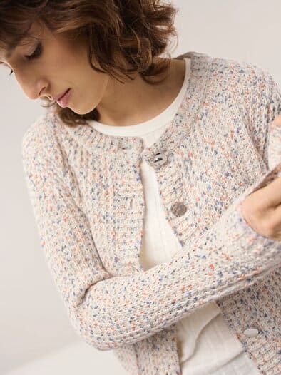 Strickjacke Bouclegarn Multicolor Offw