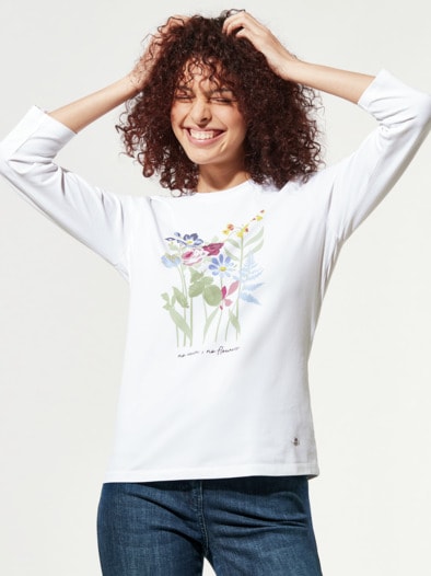 Baumwoll-Shirt Aquarellblumen