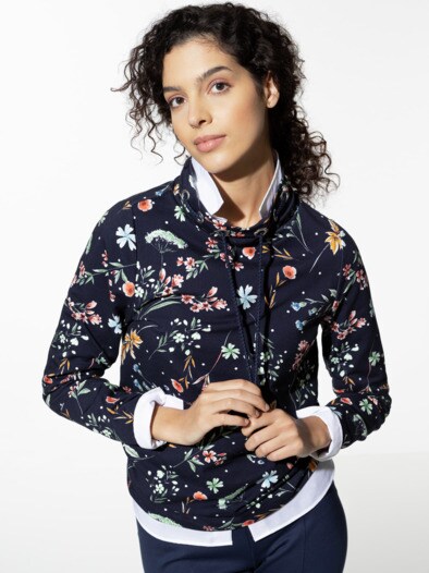 Baumwoll-Sweatshirt Flower Print Marine