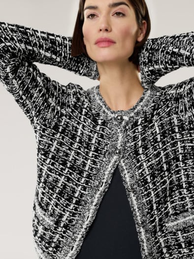 Tweed Strickjacke Black&White Schwarz/Offwhite
