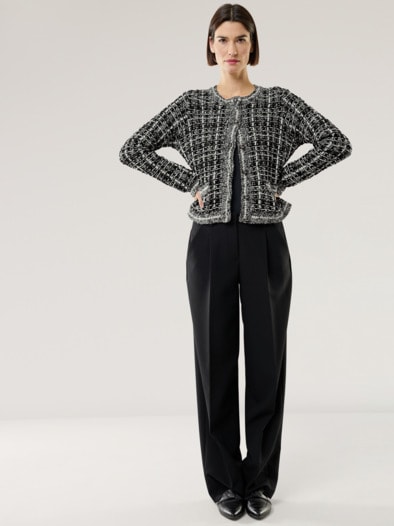 Tweed Strickjacke Black&White Schwarz/Offwhite