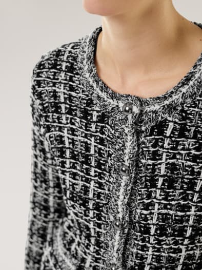 Tweed Strickjacke Black&White Schwarz/Offwhite