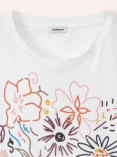 Baumwollshirt Floral Weiß