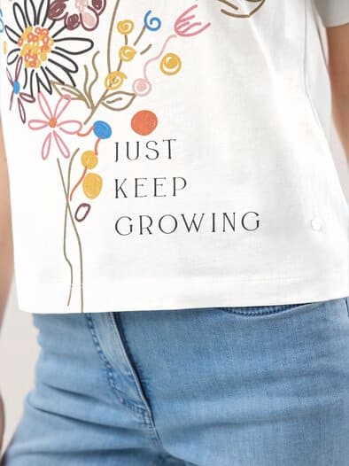 Baumwollshirt Floral Weiß