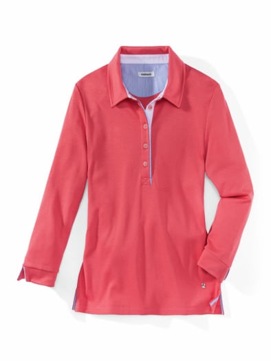 Poloshirt Strukturmuster Koralle