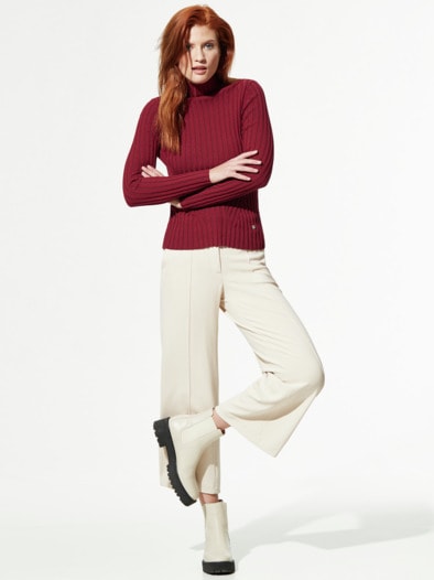Stehbund-Pullover Diagonalrippe Barolo