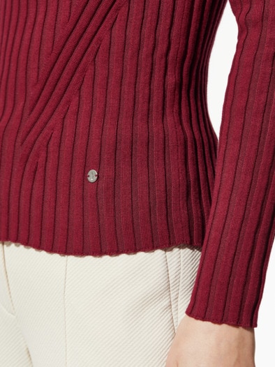Stehbund-Pullover Diagonalrippe Barolo