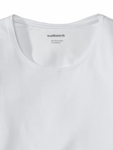 Baumwoll-Basic-Shirt Langarm Weiß