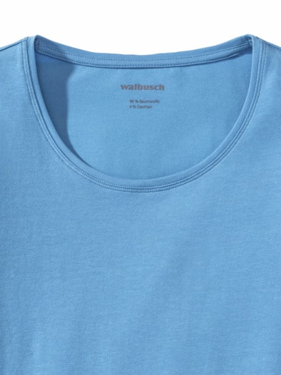 Baumwoll-Basic-Shirt Langarm Jeansblau