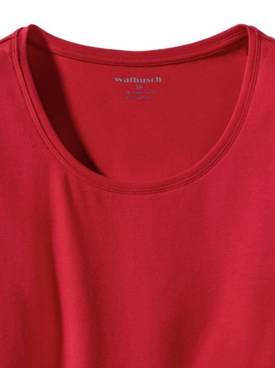 Baumwoll-Basic-Shirt Halbarm Feuerrot